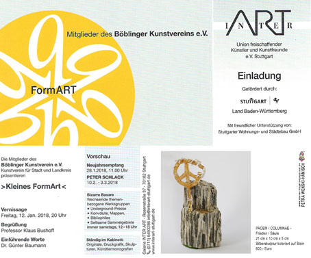 Einladung von Petra Wenski-Hänisch zur Ausstellung FormART in der Galerie InterART in Stuttgart 2018
