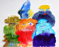 Malerei-Mixed, Hinter-Glas von Helga Miethke
