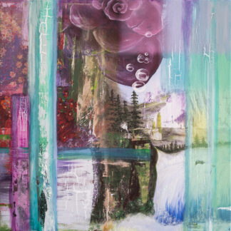 CURSUS CURSUS / natürlich natürlich – Gemälde / Druck Serie, Unikat-Variation, Rose im Fokus | 80 x 80 cm