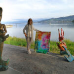 See-Häsin in Bronze, Gemälde und Skulptur am Ufer in Arbon