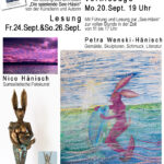Einladungsplakat zur Ausstellung "Die Zwei", die Künstler Petra Wenski-Hänisch und Nico Hänisch, in der Rathausgalerie in Konstanz.