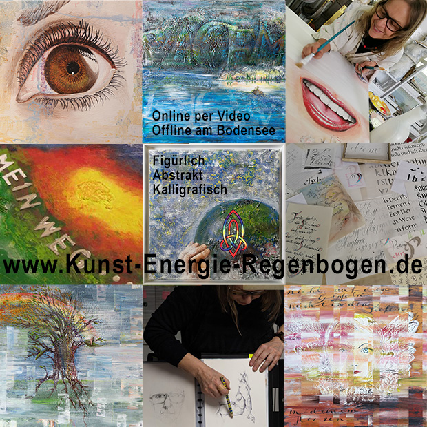 Collage für Überblick über die Workshops im Atelier von Kunst-Energie-Regenbogen