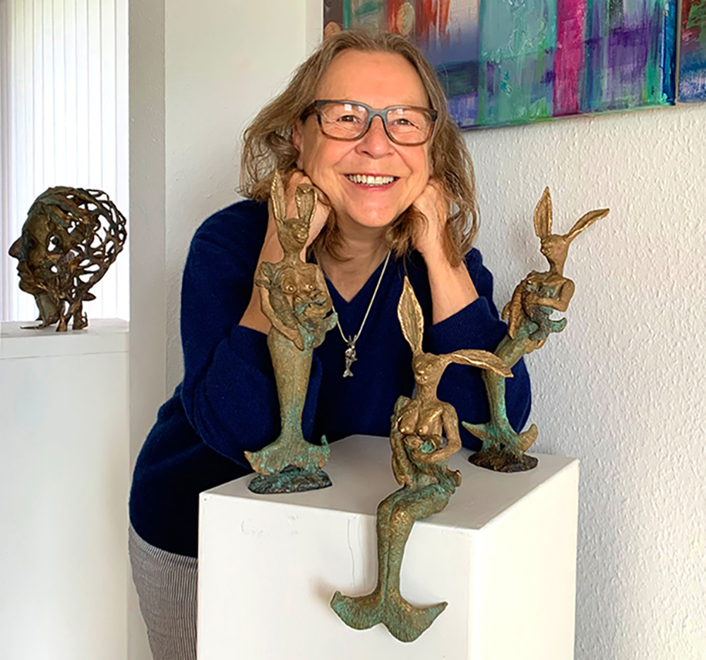 Künstlerin Petra Wenski-Hänisch | See-Häsin Bronze | 3 Unikat Variationen