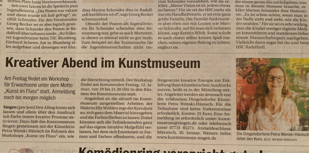 Workshop Museum Singen | Petra Wenski-Hänisch | Kunt im Fluss