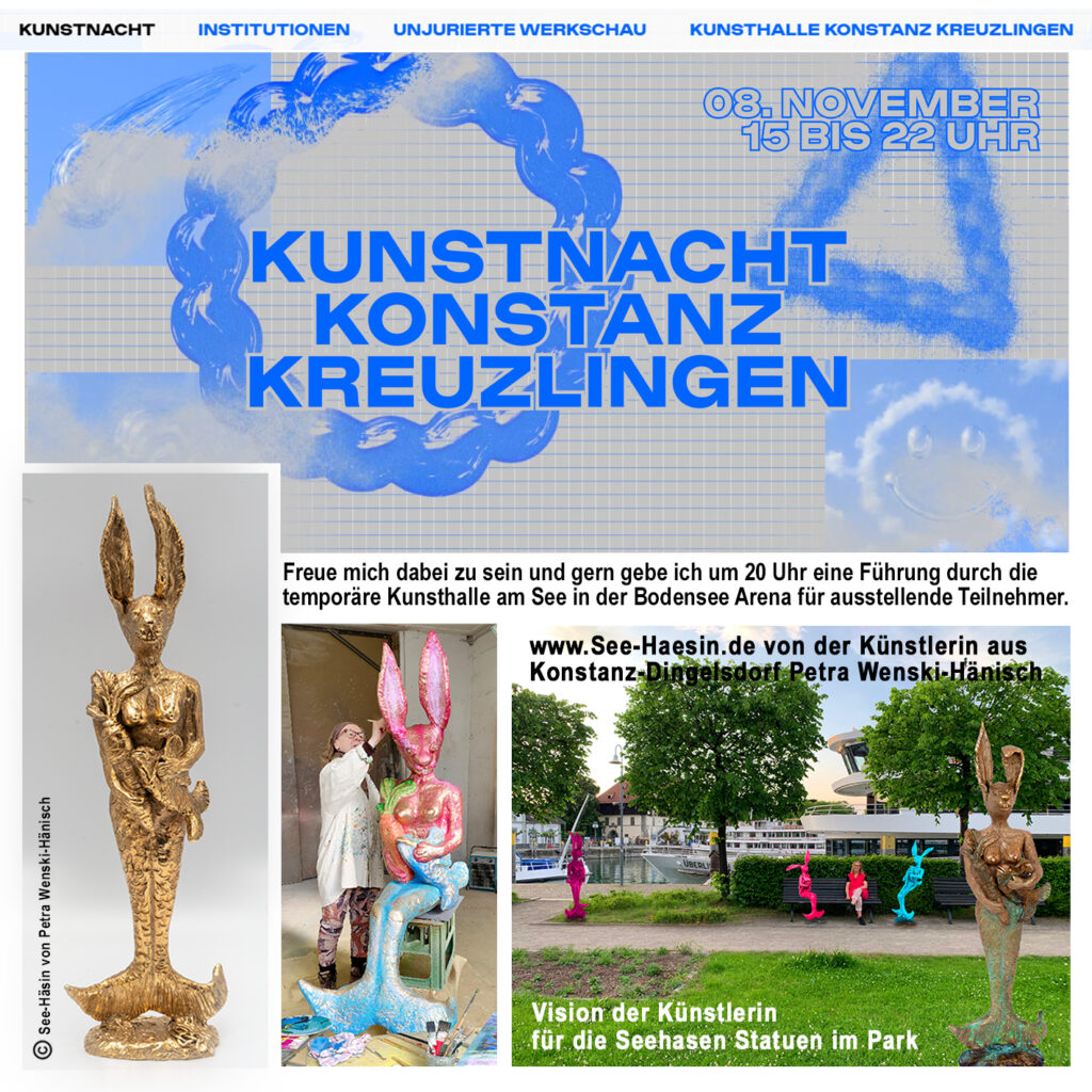 Collage im Vorfeld der Kunstnacht Konstanz-Kreuzlingen mit See-Haesin und der Künstlerin Petra Wenski-Hänisch
